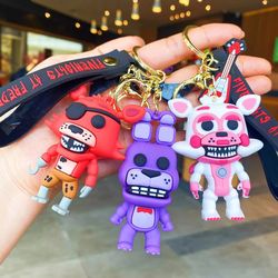 wholesale cartoon game action figure fnaf freddys fazbear bear doll model toy five nights freddy keychain for gift