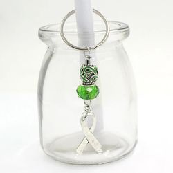 new arrival cancer keychains white black blue green purple pink ribbon breast cancer awareness keyring handbag key