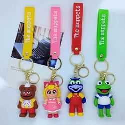 creative cartoon muppet adventures cute comey frog miss piggy fuzzy bear walter key chain for men and women pendant