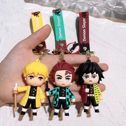 demon slayer kimetsu no yaiba blade of ghost keychain characters bag pendant car key ring fans gift anime