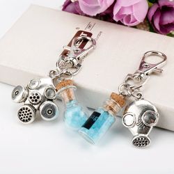 tv breaking bad metal keychain inspired crystal sky blue vial cork bottle necklace for woman men keyring jewelry