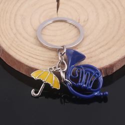 tv himym how i met your mother keychain yellow umbrella blue french horn pendant keyring for mom dad festival gift