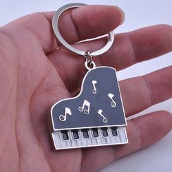 piano shape keychain metal key rings gift music keychain