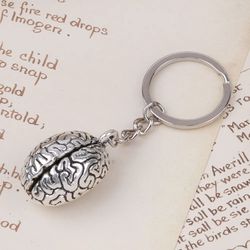 doreen box 3d keychain & keyring key chains anatomical human cerebrum brain halloween jewelry silver color color 1 piece