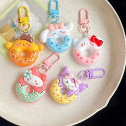 cartoon donut sanrio keychain cute pvc pink blue yellow purple pendant key chain bag accessories for women girls kids