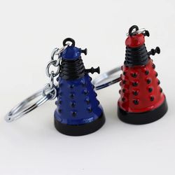 mysterious dalek keychain car retro alien robot villain blue red yellow key chain for women men jewelry