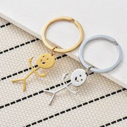 hot sale funny doodle middle finger keychain fuxk you stickman key chain bag car key pendant gift keyring