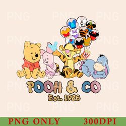 retro pooh & co est 1926 png, cute pooh bear and friends png, retro winnie the pooh, disney pooh bear png, disneyworld