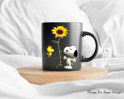 snoopy sunflower coffee mug, valentine gift, snoopy lover gift, gift for couple, sunflower  lover gift, gift for her