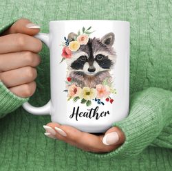 raccoon mug - personalized raccoon mug - raccoon gifts for raccoon lovers - woodland animal coffee cup - cute raccoon