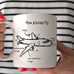 pilot gifts, gift for him, pilot gift for men, coffee mug, pilot aviation mug, how planes fly coffee mug, gift for him