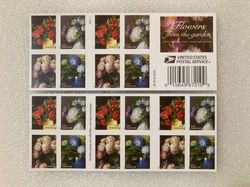booklet of 20 usps flowers from the garden self-adhesive forever stamps