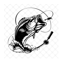 bass fishing svg, sport svg, fishing svg, fish hoo