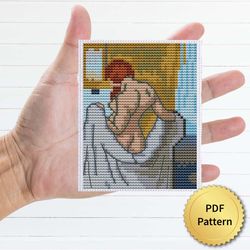 woman with a towel by edgar degas cross stitch pattern. miniature art, easy tiny