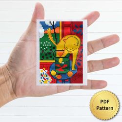 the cat by henri matisse cross stitch pattern. miniature art, easy tiny