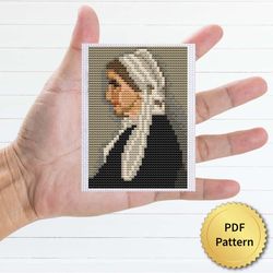 whistler's mother by james abbott mcneill whistler cross stitch pattern. miniature art, easy tiny