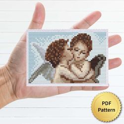 the first kiss by william-adolphe bouguereau cross stitch pattern, miniature art, easy tiny