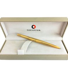 sheaffer agio reminder clip ball point pen in gold 12 k gold filled in gift box original