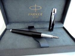 parker im i.m. fountain pen lacque in black steel in gift box gift