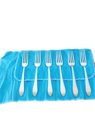 tiffany & co faneuil 6 dinner forks set in sterling silver 925 long cm 19.5 inches 7.5" silverware