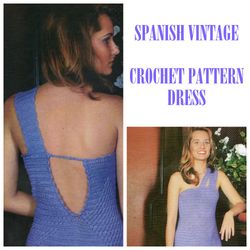 digital | vintage crochet pattern dress lilas franjas | summer dress, evening dress, beach dress | spanish pdf template