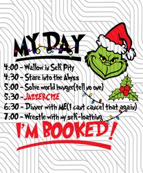 grinch christmas my day i'm booked black white digital file png svg sublimation