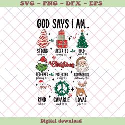 retro christmas santa claus god says i am svg download, png - svg files, z1359