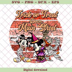 mickey trick or treat down main street png sublimation, png - svg files, z1367