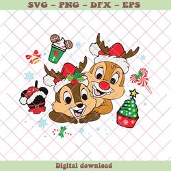 chip and dale couple christmas disney vacation svg file, png - svg files, z1409