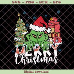 merry christmas grinchy santa hat svg graphic design file, png - svg files, z1424