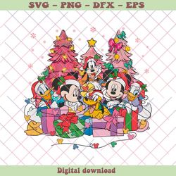 vintage pink disney christmas mouse and friend png file, png - svg files, z1439