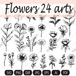 floral plants ,flower botanical garden, wildflowers svg ,floral vector,floral cut file ,flowers clipart download