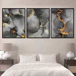 grey fluid framed art print over the bed wall art set living room black set of 3 canvas abstract 3 piece wall decor bedr