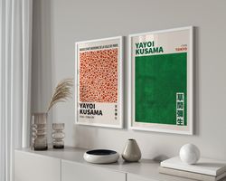 yayoi kusama set of 2, minimalist japanese art, yayoi kusama poster, contemporary wall art, museum exhibition poster
