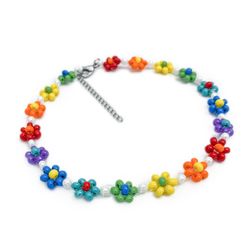 floral rainbow choker