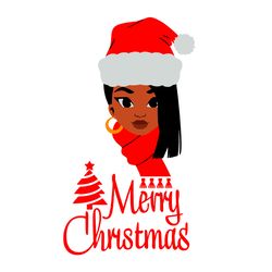 merry christmas svg, black girl christmas svg, black woman svg, afro woman christmas svg digital download-1