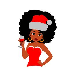 merry christmas svg, black girl christmas svg, black woman svg, afro woman christmas svg digital download-2