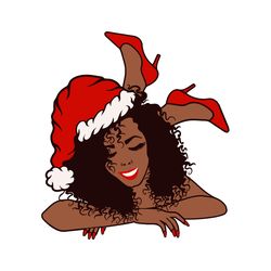 black girl christmas svg, merry christmas png, black woman svg, afro woman christmas svg, digital download