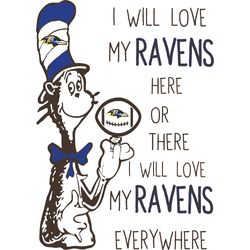 i will love my ravens here or there, i will love my ravens everywhere svg, dr seuss svg, sport svg, digital download