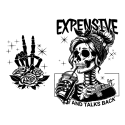 retro expensive difficult and talks back svg, skeleton girl svg