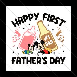 happy first father's day mickey and baby disney svg file digital