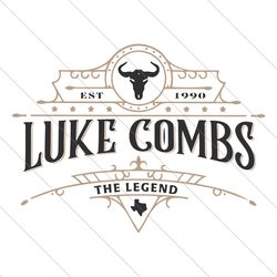 luke combs western cowboy the legend est 1990 svg file digital