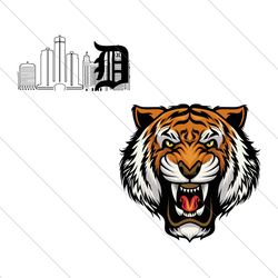 retro detroit tigers logo skyline svg file digital