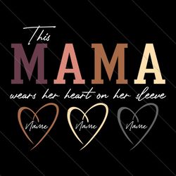 custom this mama wears her heart on her sleeve svg file digital