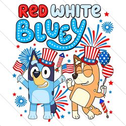 retro red white bluey party in the usa png file digital
