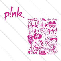 pink beautiful trauma music tour 2024 svg file digital