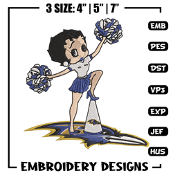 cheer betty boop baltimore ravens embroidery design, baltimore ravens embroidery, nfl embroidery, logo sport embroidery.