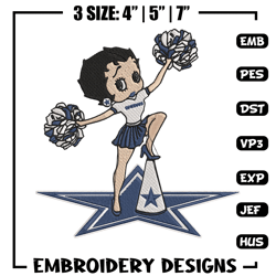 cheer betty boop dallas cowboys embroidery design, dallas cowboys embroidery, nfl embroidery, logo sport embroidery.