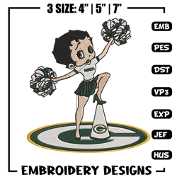 cheer betty boop green bay packers embroidery design, green bay packers embroidery, nfl embroidery, sport embroidery.