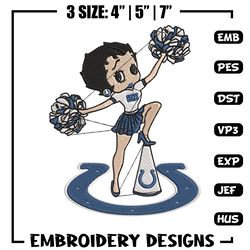 cheer betty boop indianapolis colts embroidery design, indianapolis colts embroidery, nfl embroidery, sport embroidery.